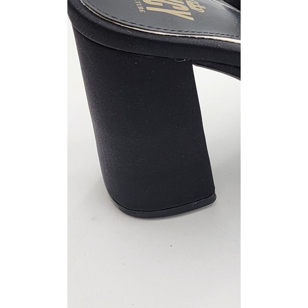 Juicy Couture Juicy Girly Womens Size 8.5 M Heeled Sandals Black White Logo - Picture 14 of 16